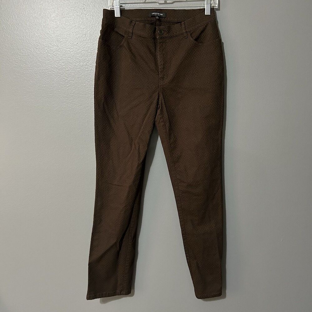 Lafayette 148 Trouser Pants Size 6 Brown Textured Casual Womens Stretch
